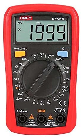 UNI-T Multímetro digital UT131B, comprobador de corriente de tensión AD/DC con capacidad de resistencia, prueba de NCV y medición de temperatura