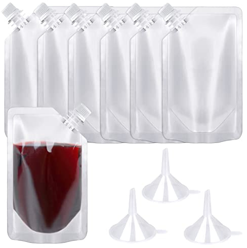 24 Pcs Plastic Flasks, 8 Oz Concealable and Reusable Drink Pouches, Leak-Proof Food Grade Plastic for Travel (8OZ-24PCS +3 Funnels)