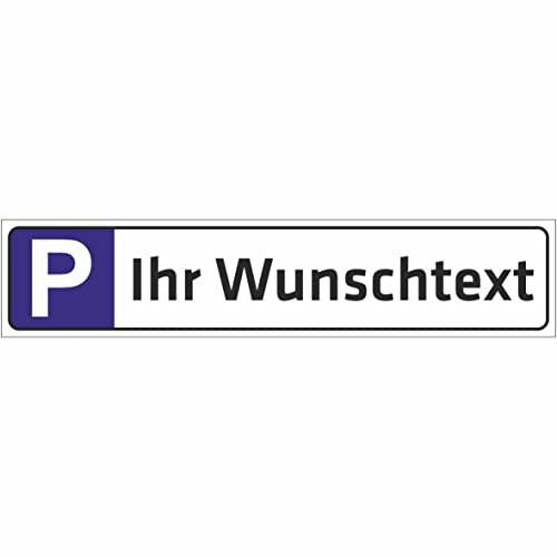 INDIGOS UG - WUNSCHTEXT Schild - 52x11cm - Parkplatzschild Parkplatz - Aufkleber - personalisiert Text - Kennzeichen - Namensschild - Garage, Hotel, Parkplatz, Schule, Carport Firma individuell