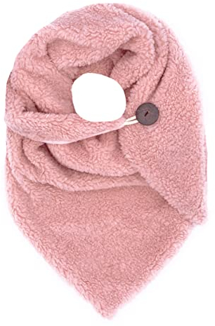 FASHION YOU WANT Damen KuschelSchal, Teddyfell Baumwolle Dreieckstuch Frauen Winterschal Herbstschal Warm Dreieck Schal Halstuch Scarf (rosa)