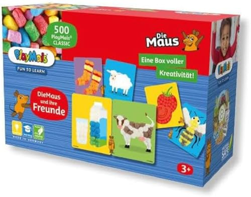 Playmais Fun to Learn - DieMaus - Bastel-Set für Kinder ab 3 Jahren | Über 2000 Stück zum Basteln | Natürliches Spielzeug | Fördert Kreativität & Motorik