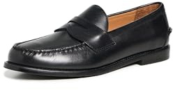 POLO RALPH LAUREN Men's Alston Leather Penny Loafers, Black, 11 Medium US