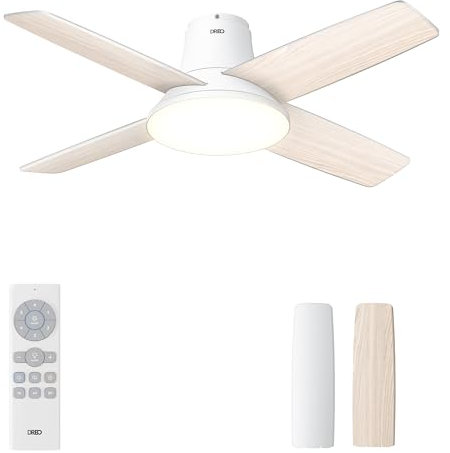 Dreo ventilateur de plafond silencieux avec lumière LED, 112 cm, réversible, 5CCT, 6 vitesses, facile à installer, minuterie, montage en surface,telecommande