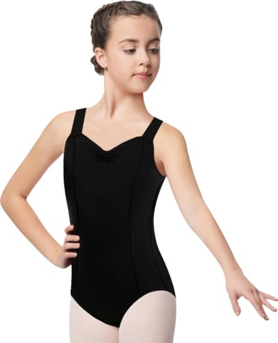 DANSHOW Girls Ballet Camisole Leotard for Dance,Black Dance Leotards for Girls(Toddler/Little Girl/Big Girl)(23921-06-XL)