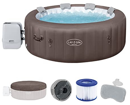 Bestway 6001S Idromassaggio a risparmio energetico Lay-Z-Spa Dominica Smart HydroJet con app, 4-6 persone, marrone