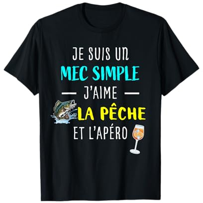 Cadeau Drôle Pêcheur Humour Homme J’Aime La Pêche Et L’apéro T-Shirt
