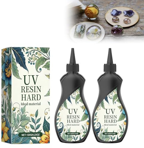 UV Resin UV-Harz klar, kristallklares UV-härtendes Epoxidharz-Set, hartes transparentes Klebstoff, ultraviolett-schnellhärtendes Harz für DIY-Schmuckherstellung und Handwerksdekoration, 2 Stück