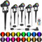 HUAEU RGB LED Gartenbeleuchtung,14M 4er Set Gartenstrahler mit Erdspieß, IP65 Wasserdicht, 16 Farben ，Außenbeleuchtung für Garten, Hof, Party, Bäume,Gartenlampe Kabel Stecker, Strahler Außen12V