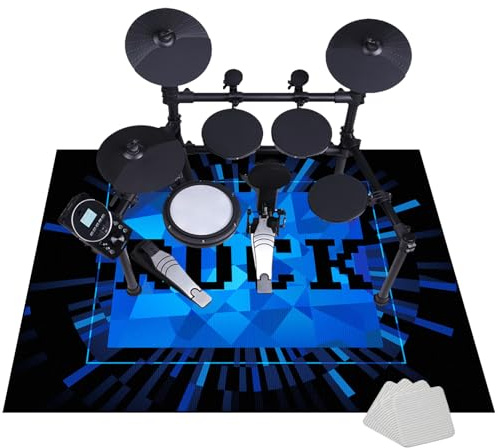 Tappeto Batteria Insonorizzato Tappetini Strumenti Musicali Drum Carpet per Rullante Grancassa Tamburo Jazz Batteria Tappetino per Batteria Elettronica Tappeti Antiscivolo Domestico 120 x 100 cm
