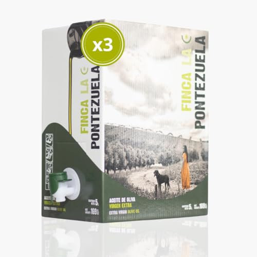 Finca La Pontezuela Bag in Box Aceite de Oliva Virgen Extra 5 Litros Picual - Aceite Intenso de Nueva Campaña 24/25 - AOVE Español 100% Ideal para Uso Diario (Paquete de 3)