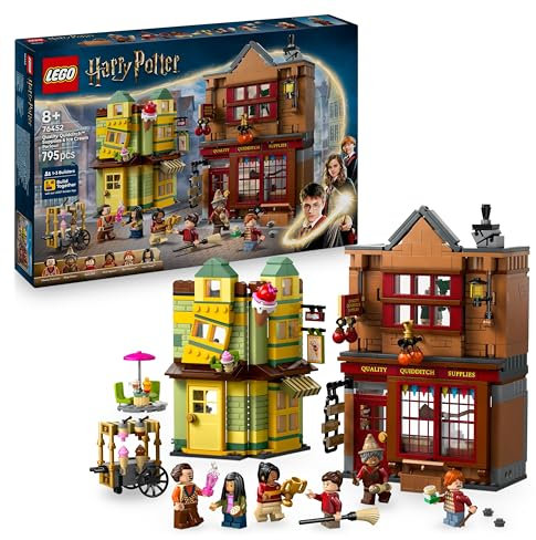 LEGO Harry Potter Quality Quidditch Supplies & Ice Cream Parlour Set with 2 Diagon Aley Shop Toys, 6 Minifigures & Accessories incl. a Nimbus 2000 Broom - Gift for 8+ Year Old Boys & Girls - 76452