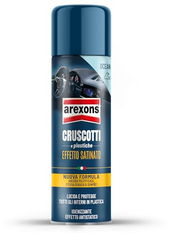 AREXONS Cruscotti e Plastiche Effetto Satinato 400ml | Lucida e Protegge Superfici in Plastica, Igienizzante, Profumo Ocean