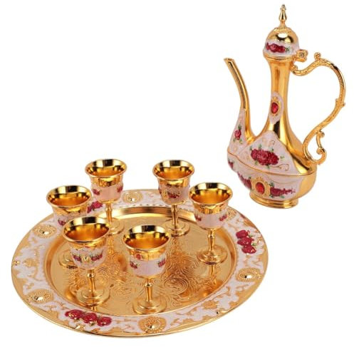 Mocturnity Servicio de café turco de estilo vintage y tazas de aleación de zinc, elegante para la decoración de una cafetería en casa