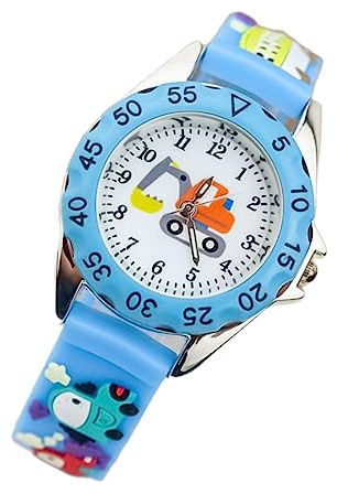 MAJORMENCH 3D Cartoon Excavator Kids Watch Adjustable Wristwatch for Children Boys Girls Time Learning