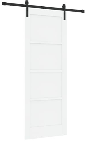vidaXL Puerta corredera con juego de herrajes blanca 78 x 202 cm de pino sólido interior 'ORKDAL'78X202X4 moderna ajustable contemporánea mate