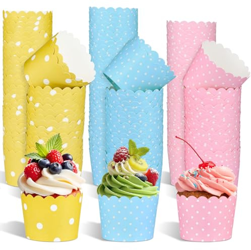 Muffinförmchen Papier 150 Stück, 3 Farben Muffinförmchen, Cupcake Förmchen für Hochzeiten, Geburtstage und Partys, Muffinform Papier, Muffins Papierförmchen