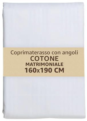 SONIT - Coprimaterasso Matrimoniale in Cotone 160x190x25 cm con Angoli Elasticizzati - Traspirante e Anallergico