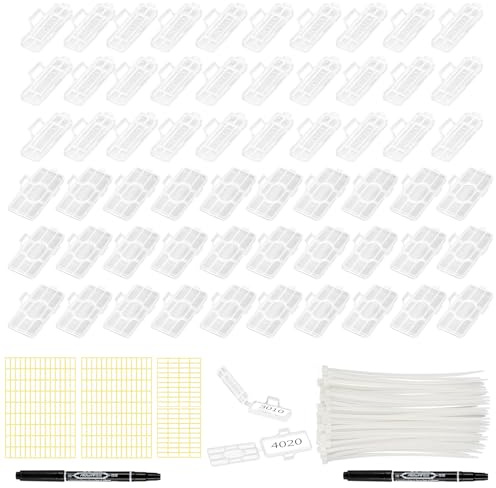 GTNCE Cable Labels Tags Write on White 100 Piece Cable Tags for Marking Wires Cable Identification Tags with 100 Cable Ties 4 Small White Stickers 2 Marker for Electronics, Home Office