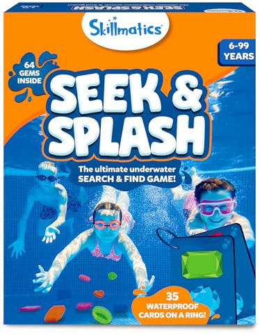Skillmatics Pool Toys - Seek & Splash, Search & Find Water Game, Swimming Pool Dive Toy for Kids, Summer Fun & Gifts for Boys & Girls Ages 6, 7, 8, 9, 10, 11 & Up, Includes 64 Colourful Gems