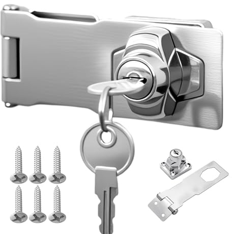 Novocloud 2 st säkerhetshänglås med 2 nycklar, nycklat hasp lås, kraftigt rostfritt stål dörrlås hasps, litet dörrbultspänne för loftlucka grindskåp husvagn (10 cm)