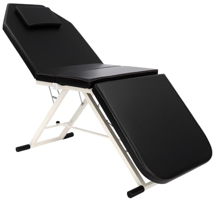 CHERIKIU Table de massage mobile pliable à 3 zones avec appui-tête, charge maximale de 250 kg, pour spa, salon de tatouage, beauté, chaise de massage pliable réglable, table de massage professionnelle