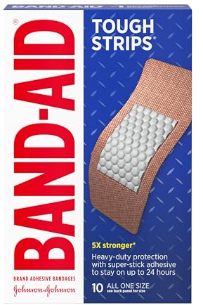 BAND-AID Brand Sterile Tough Strips Adhesive Bandages for First Aid & Wound Care, Durable Protection & Comfort for Minor Cuts & Scrapes, Heavy-Duty Fabric Bandages, Extra Large, 10 ct