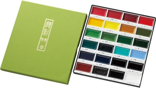 Kuretake GANSAI TAMBI 24 Colors Set, Watercolor Paint Set, Professional-quality for artists and crafters, AP-Certified, water colors for adult, Made in Japan, MC20/24V
