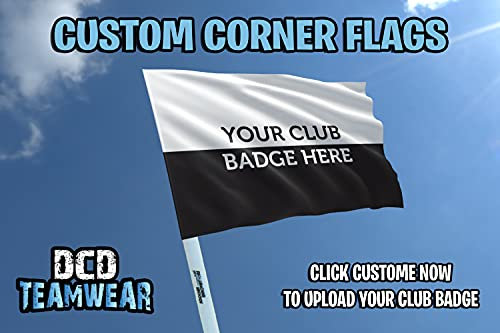 Black and white personalised football corner flags customised with your team logo (Set of 4 flags) (4 Flags and Poles)