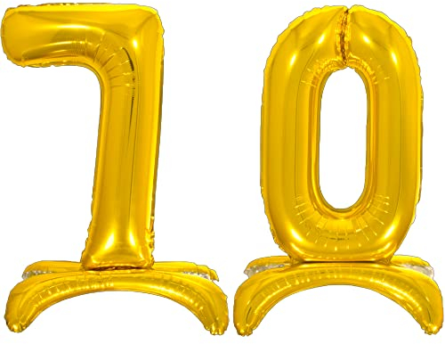 DIWULI Globos de Cumpleaños 70 Años Pie XL Dorado - Número