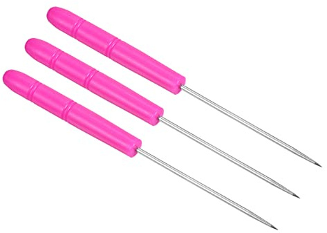 PATIKIL Badminton Racket Stringing Awl, 3 Pack Tennis Racket Racquet String Straight Awls Guiding Tool, Rose Red