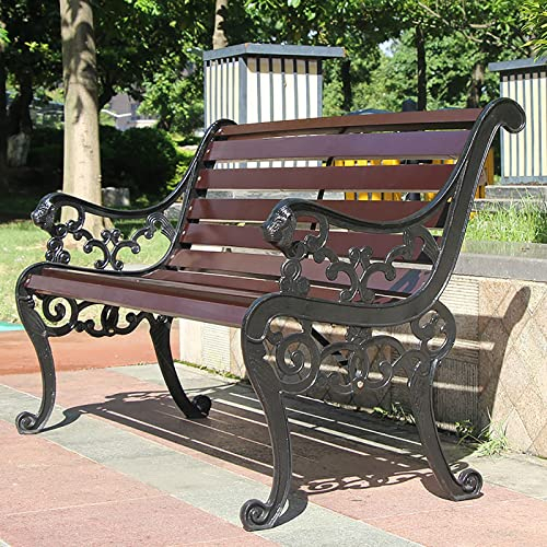 ARHAMS Wetterfeste Parkbank, Gartenbank, Gartenbank Holz, Terrassenbänke for Den Außenbereich, Gartenbänke for Den Außenbereich, Massivholz+Metall (Color : A)