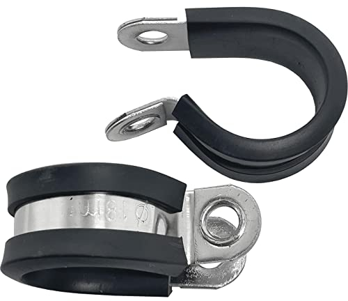 Lumonic 5x abrazaderas de tubo 18mm con inserto de goma acero inoxidable V2A I abrazaderas de cable para atornillar I abrazadera de manguera 18mm, abr