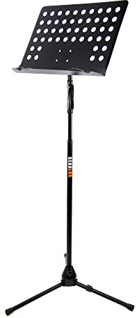 Gearlux Heavy-Duty Vented Die-Cast Sheet Music Stand with Hydraulic Grip Height Adjustment up to 71 Inches and Triple Layer Anti-Rust Coating