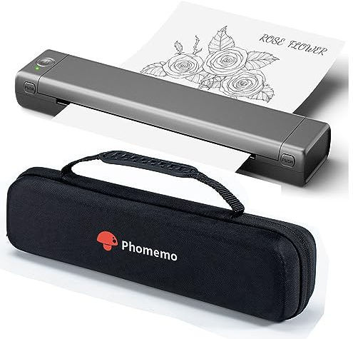 Phomemo Inkless Portable Printer for Travel - Wireless Thermal Printer Compatible with Phone & Laptop, Bluetooth Printers Supports 8.5 X 11 Letter Thermal Paper, Come with Carry Case