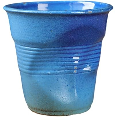 Tasse créative en céramique de 200 ml - Peut être utilisée pour les tasses à café irrégulières froissées vintage pour le bureau et la maison - Bleu