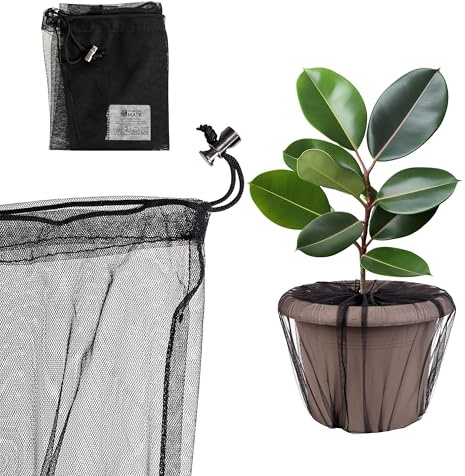 Barnskydd för inomhusväxter, 2 st, för blomkrukor upp till Ø 30 cm, i Svart, av nylon, växtskyddsnät, barnsäkerhet mot jord, gödning, krukskyddet hindrar inte att växterna vattnas