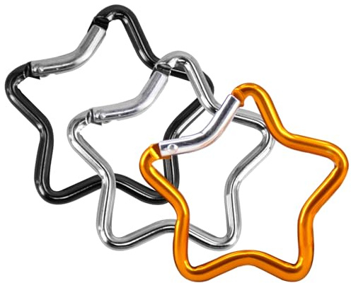 Set med 3 stjärnkarbinhakar, aluminium, kreativ design, metallfjäderkarbinhakar, nyckelring, ryggsäcksspännen, gör-det-själv-campingtillbehör