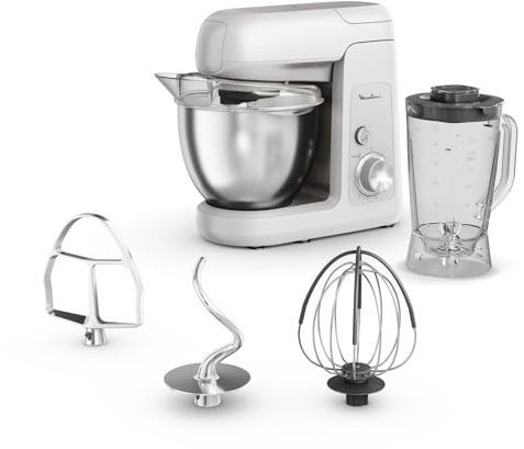 Moulinex Bake Partner, Kitchen Machine, potente amasadora planetaria de 1100 W, rendimiento duradero, kit de accesorios BakeGood, QA521B25