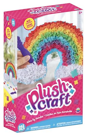 ORB PlushCraft DIY Rainbow Pillow Crafting Kit - Mess Free Fabric by Number System and No Sewing Required - Perfect Arts and Crafts Project and Gift for Boys and Girls