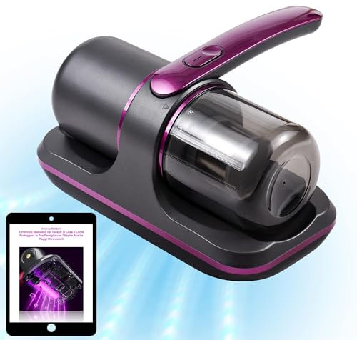 Aspirador para colchones - aspirador ácaros colchón y sofá con luz UV inalámbrica. El batidor antiácaros inalámbrico los aspira junto con las bacterias para luego eliminarlos sin esfuerzo.