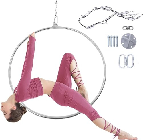VBVARV Set di Rigging A Cerchio Lira Aereo Set da 25/32 Mm Anello Singolo in Acciaio Inossidabile Include Spanset Carabiner Girevole Girevole,25mm,Diameter 80cm