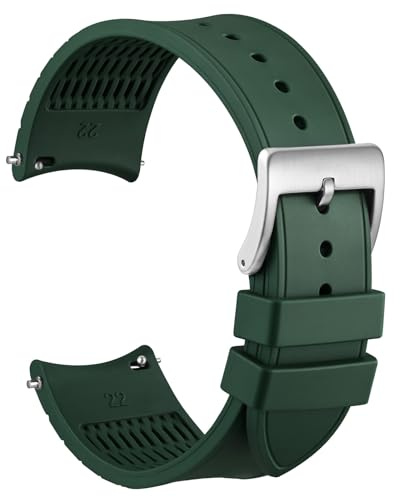 WOCCI Curved End Watch Strap, Silky Touch Silicone, Replacement Bands for Round Dial Case, Lug Width 20mm 22mm