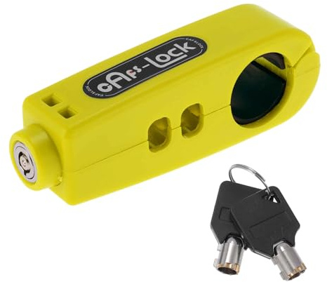 A ABSOPRO Cerradura para Manillar De Motocicleta Universal Manija De Aceleración para Scooter Bicicleta Cerraduras Antirrobo para Freno Delantero Y Embrague Amarilla Redonda 1 Pz