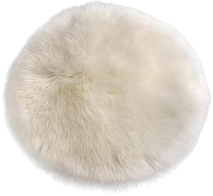 Gralara Cuscino Rotondo per Seduta, Pelo Lungo, Tappeto, Accessori per Foto, 33 cm Bianco