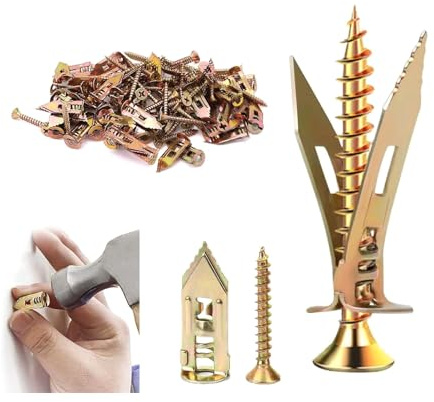 Tasselli autoforanti per cartongesso, viti autofilettanti e set di viti per il fissaggio a umido e umido di utensili di riparazione per il fissaggio di mobili da terrazza (4 + 4,5 cm, 50 ps)