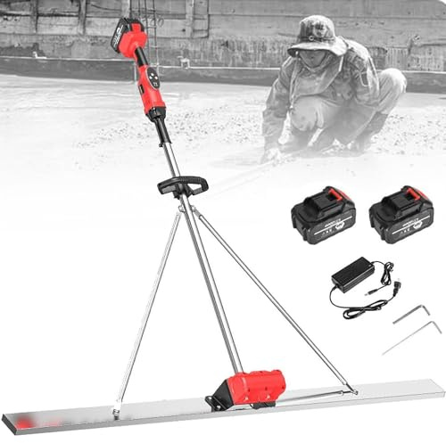 AityBuy Kit Vibrante per Massetto Elettrico in Calcestruzzo, Strumento di Finitura del Calcestruzzo Alimentato A Batteria, Batteria per Massetto in Cemento Elettrico Senza Fili 2 1.5m