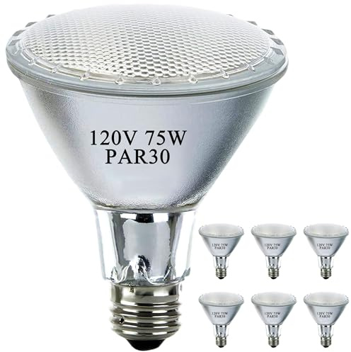 MISDOOD PAR30 Long Neck Halogen Flood Light Bulbs 120V 75W, Dimmable PAR30 LED Light Bulb Replacement, E26 Medium Base, 2700K Warm Lighting, 3000 Hours for Recessed Light Bulb(6 Pack)