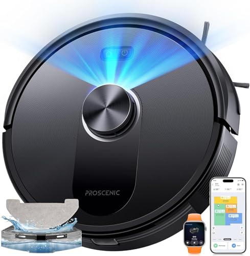 Proscenic Q10 Robot Aspirapolvere Lavapavimenti con Mappatura, Robot Pavimenti 10000Pa 200min, LiDAR Intelligente, Controllo APP/Alexa/WiFi/Siri/IFTTT, Ideale per Pulizia Domestica/Peli Animali