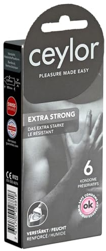 Ceylor Extra Strong 6 verstärkte Kondome, für Analverkehr, für zuverlässige Sicherheit in jeder Stellung, verpackt im hygienischen Dösli