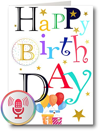 PlayMegram besprechbare Audio Geburtstagskarte, 1 Minute Aufnahme, Autoplay, Für Sprachnachrichten und Musik, Individuelle Grußkarte